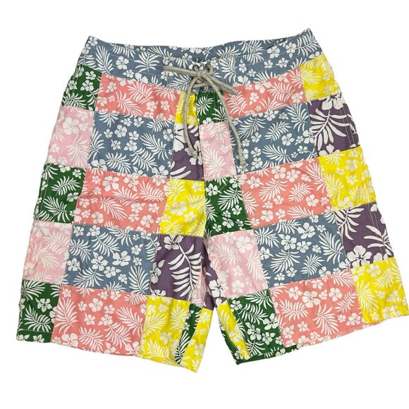 J. Crew Hawaiian Floral Multicolor Patchwork Board Swim Shorts Men’s 32 - Picture 1 of 10